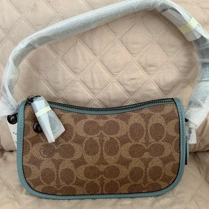 Coach Swinger 20 In Signature Canvas C9012 Aqua Tan Rust